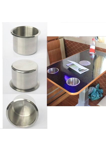 Tekne Rv Kupası Içecek Tutucu Paslanmaz Çelik Kupası Şişe Raf Gömme Kamp Araçları 68X55MM (Yurt Dışından)
