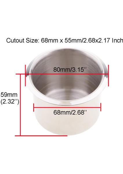 Tekne Rv Kupası Içecek Tutucu Paslanmaz Çelik Kupası Şişe Raf Gömme Kamp Araçları 68X55MM (Yurt Dışından)