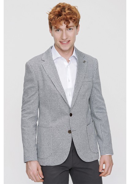 Erkek Slim Fit Torba Cep Ceket Koyu Gri