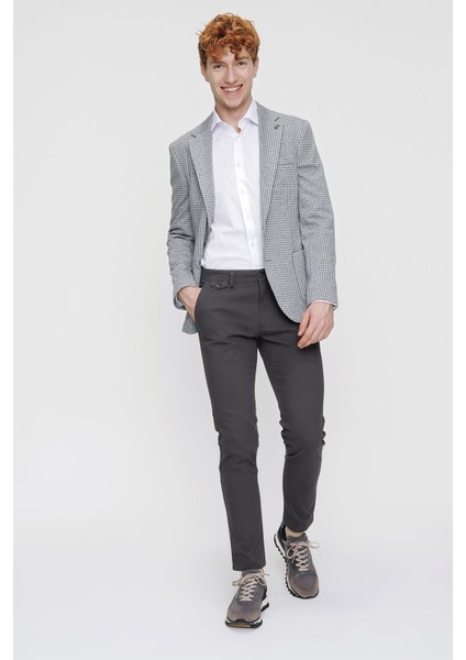 Erkek Slim Fit Torba Cep Ceket Koyu Gri