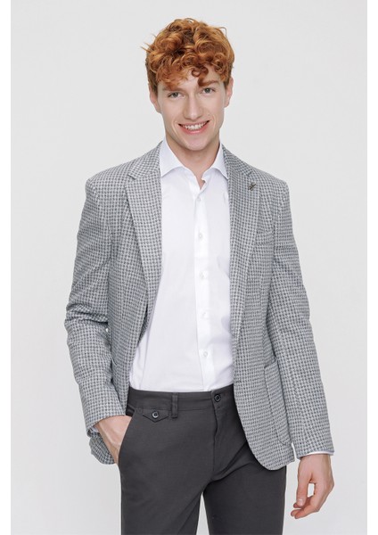 Erkek Slim Fit Torba Cep Ceket Koyu Gri