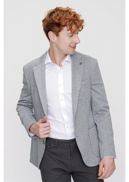 Erkek Slim Fit Torba Cep Ceket Koyu Gri