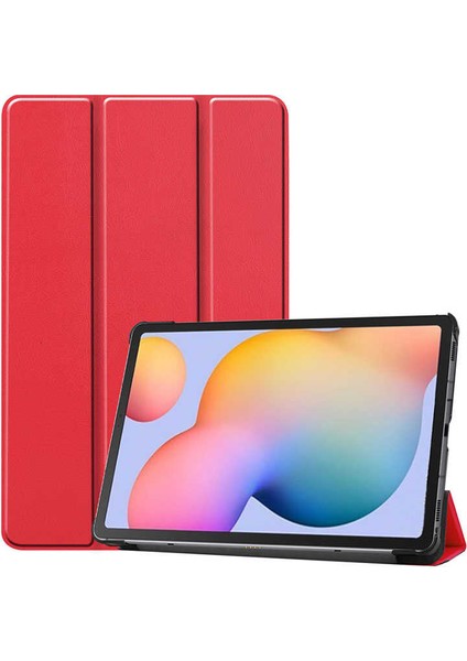 Lenovo M10 Plus TB-X606F Uyumlu Tablet Kılıf I Slim Smart Standlı Tablet Kılıf I Kırmızı