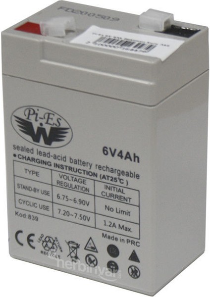 Hhm - Pi-Es 6V4AH/20HR Valve Regulated Rechargeable Battery 6 Volt 4 Amper Bakımsız Kuru Akü 6V 4AH Akü