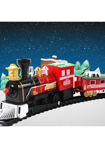 14 Adet Noel Tren Set Klasik Playset Carriges Işık ve Ses Ağaçları Dekor (Yurt Dışından)