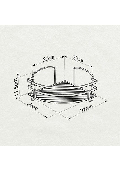 Yapışkanlı Kancalı Banyo Köşe Rafı Silver ST107H