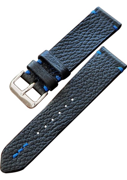 Craft Siyah-Mavi Minimal Dikiş El Yapımı Deri Kordon