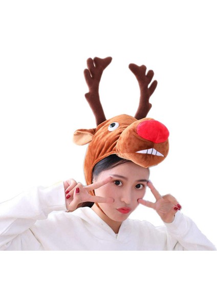 Sevimli Peluş Hayvan Hood Şapka Şapkalar Komik Yumuşak Ren Geyiği Headcover Cosplay (Yurt Dışından) fırsatları