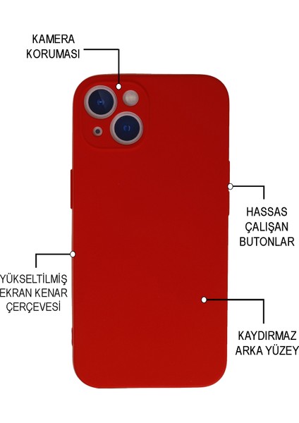 Caseart Apple iPhone 13 Kapak Kamera Korumalı Içi Kadife Lansman Silikon Kılıf - Siyah