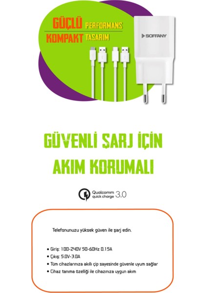 Microusb Hızlı Şarj Aleti 3.0 A - Quick Charge 3.0