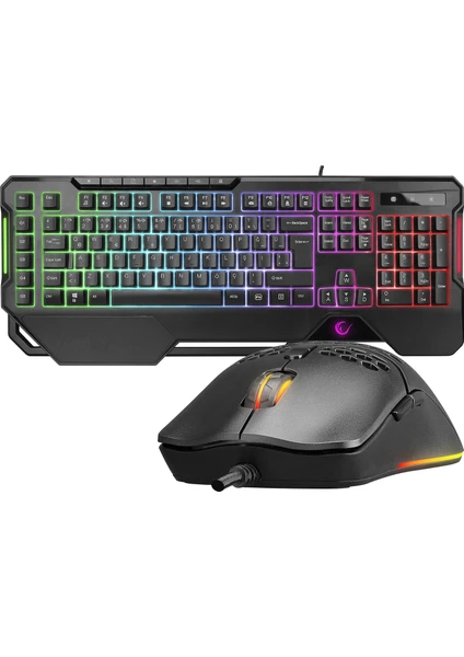 KM-R96 Elemental Siyah Rgb Aydınlatmalı Q Oyuncu  Klavye ve Mouse Gaming Set 7200DPI