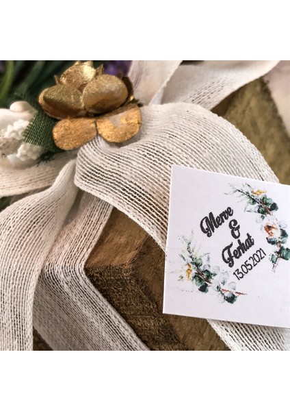 50 Adet Kurdelalı Ahşap Nikah Şekeri