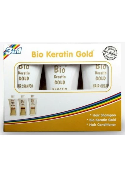 Keratin Gold 450 ml (Şampuan+Saç Kremi+Keratin)