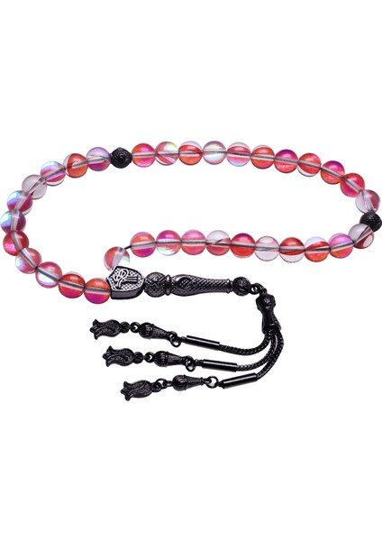 Siyah Nikel Püsküllü Kırmızı Doğal Termal Kuvars Tesbih modelleri