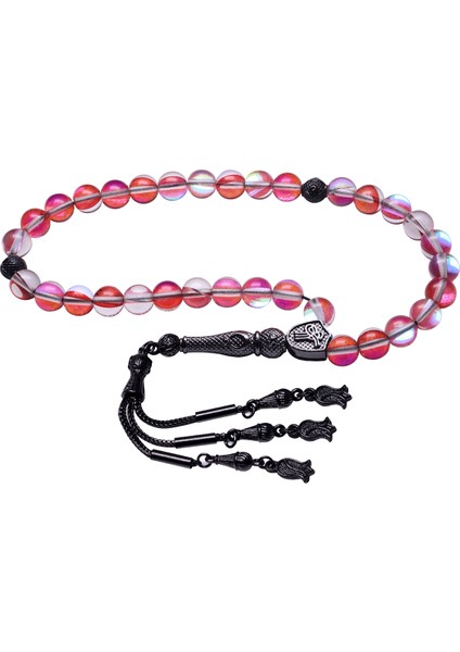 Siyah Nikel Püsküllü Kırmızı Doğal Termal Kuvars Tesbih fırsatları