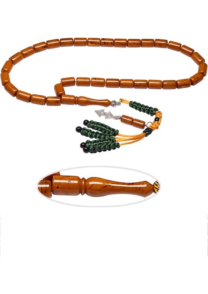 Turuncu Renkli Makrome Püsküllü Sıkma Kehribar Tesbih fiyatları