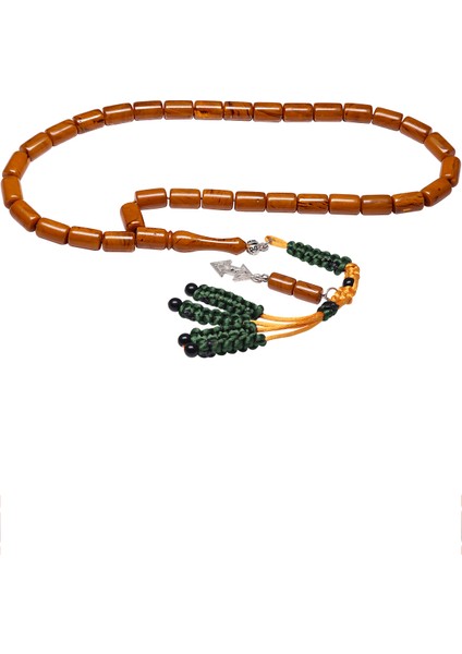 Turuncu Renkli Makrome Püsküllü Sıkma Kehribar Tesbih modelleri