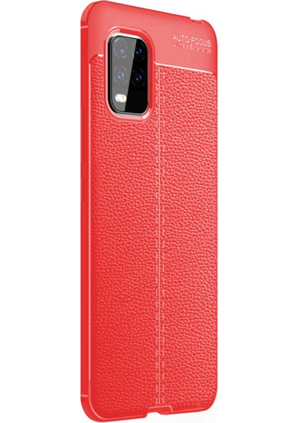 Xiaomi Mi 10 Lite Zoom Deri Görünümlü Silikon Kırmızı
