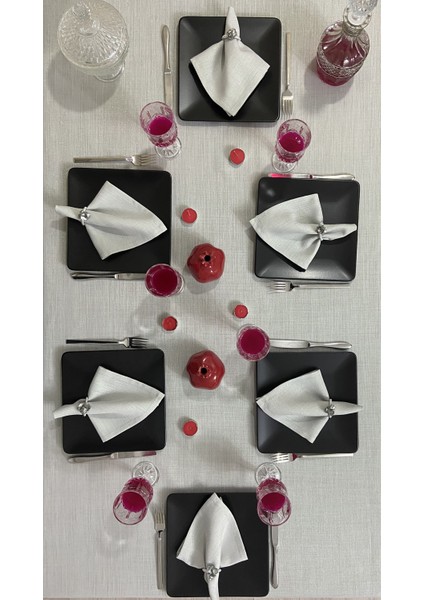 Simli Masa Örtüsü Gri 13 Parça Set fiyatları