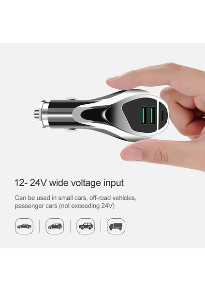 Wlx-K1 Qc3.0 Çift USB + Tip-C Üçlü Araç Şarj Cihazı (Yurt Dışından) fiyatları