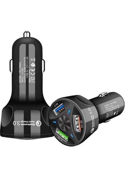 YSY-395KC Qc3.0 3 USB 35W Yüksek Güçlü Araç Şarj Cihazı / Mobil Evrensel Araç Şarj Cihazı-Siyah (Yurt Dışından) fiyatları