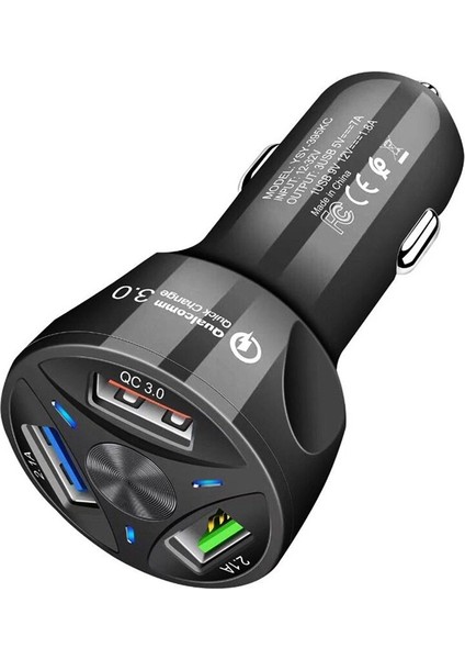 YSY-395KC Qc3.0 3 USB 35W Yüksek Güçlü Araç Şarj Cihazı / Mobil Evrensel Araç Şarj Cihazı-Siyah (Yurt Dışından) modelleri