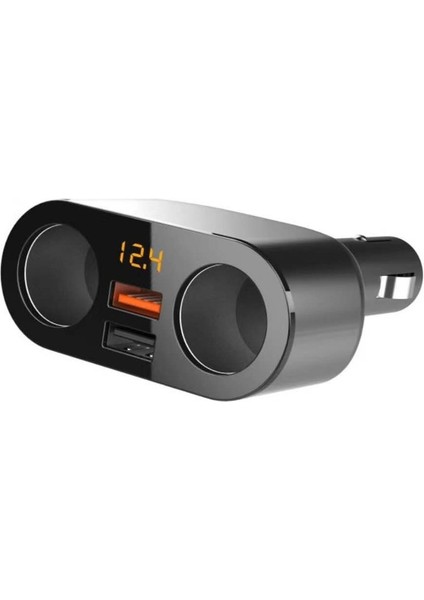 2 Sigara Çakmak + 2 USB Bağlantı Noktaları Dijital Ekranlı Çok Fonksiyonlu Araç Şarj Cihazı-Siyah (Yurt Dışından) fiyatları