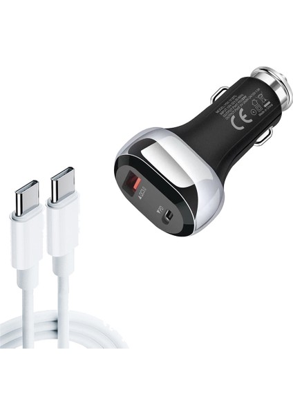 YSY-312PD Qc3.0 18W USB + Pd 20W Usb-C / Tip-C Araç Şarj Cihazı Tip-C Veri Kablosu Ile-Siyah (Yurt Dışından)
