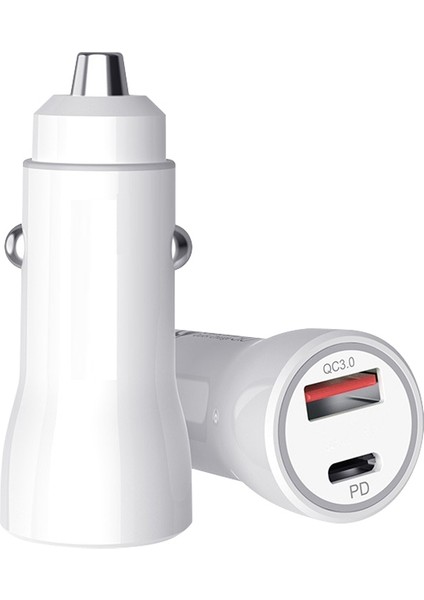 P21 Pd 20W + Qc3.0 18 W Çift Bağlantı Noktaları USB ile Hızlı Araç Şarj Cihazı Tip C Kablo Kiti-Beyaz (Yurt Dışından) fiyatları