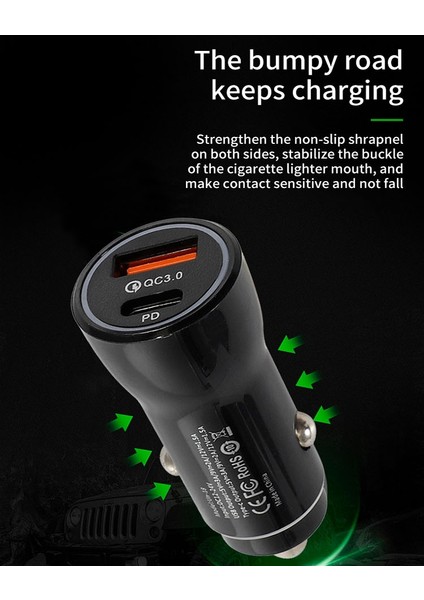 P21 Pd 20W 18W Usb-C / Tip-C A ile 8 Pin Veri Kablosu Seti ile USB Hızlı Araç Şarj Cihazı-Siyah (Yurt Dışından) fırsatları