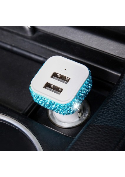 Elmas Çivili Çift USB Çakmak Araba Şarj Cihazı-Gölü Mavi (Yurt Dışından) fiyatları