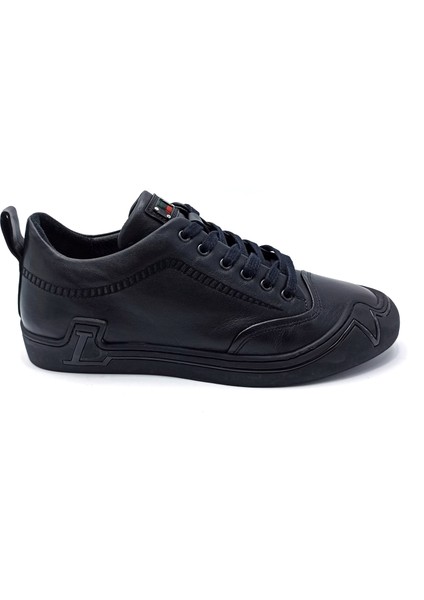 Siyah Deri Erkek Sneaker Ayakkabı