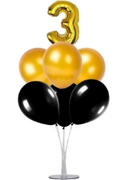 Gold/siyah Renk 3 Yaş Balon Standı