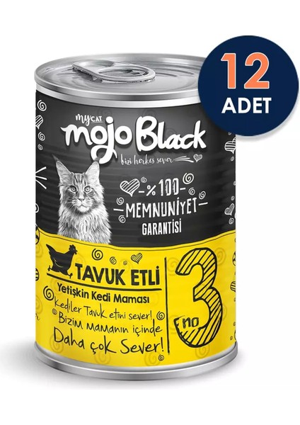 Mycat Mojo Black Chunk Parça Tavuk Etli Kedi Konservesi 400 gr 12'li