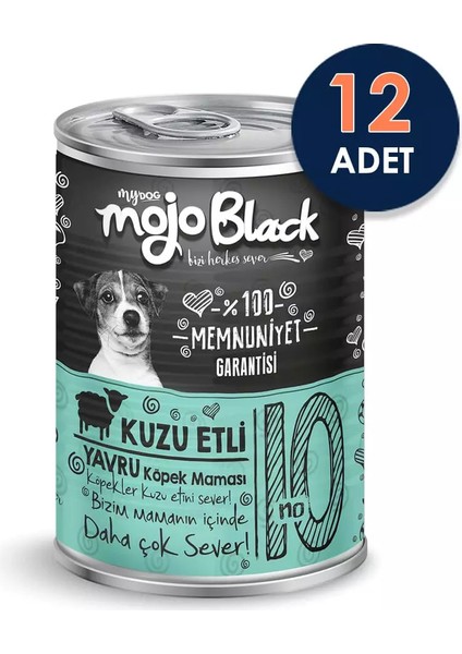 Mydog Mojo Black Chunk Parça Kuzu Etli Yavru Köpek Konservesi 400 gr x 12