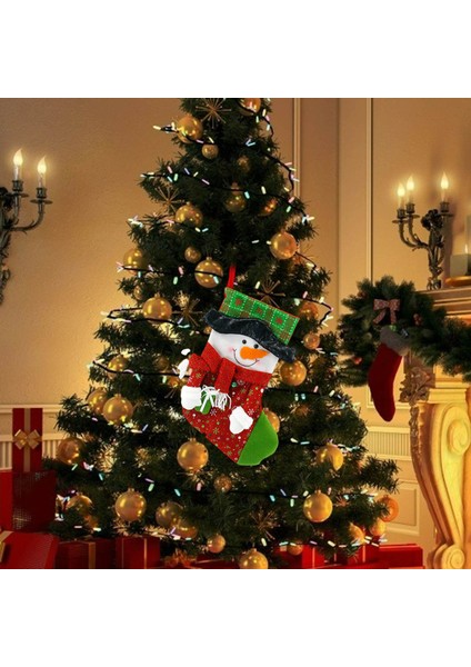 F Fityle Klasik Noel Çorap Asılı Süsler Noel Tatil Partisi Dekor Kardan Adam (Yurt Dışından)
