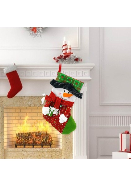 F Fityle Klasik Noel Çorap Asılı Süsler Noel Tatil Partisi Dekor Kardan Adam (Yurt Dışından)