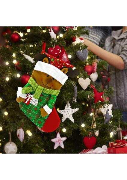 F Fityle Klasik Noel Çorap Asılı Süsler Noel Tatil Partisi Dekor Elk (Yurt Dışından)