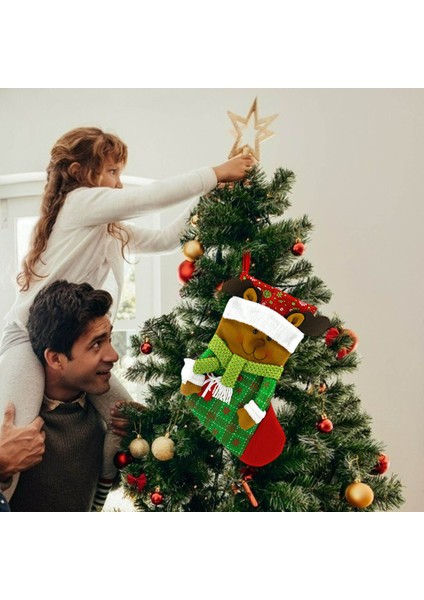 F Fityle Klasik Noel Çorap Asılı Süsler Noel Tatil Partisi Dekor Elk (Yurt Dışından)