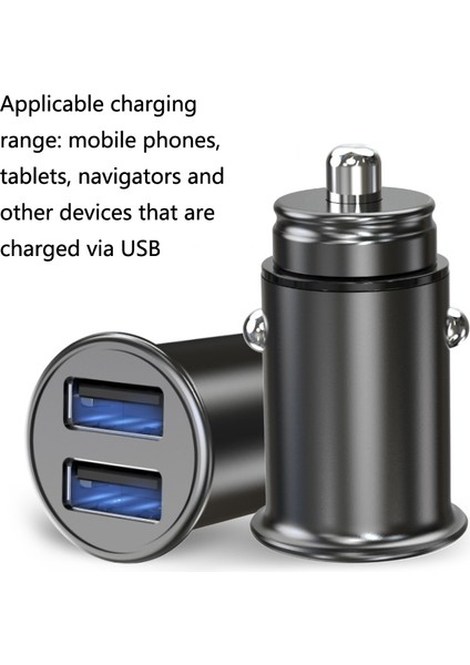C8-A01 Mini Çinko Alaşımlı Çift USB Araç Şarj Cihazı-Siyah (Yurt Dışından) fiyatları