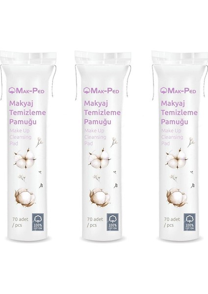 Makyaj Temizleme Pedi - Pamuğu 70'li x 3 Adet