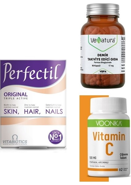 Perfectil 30 Tablet + Demir 90 Kapsül 17 Mg + Vitamin C 62 Tablet