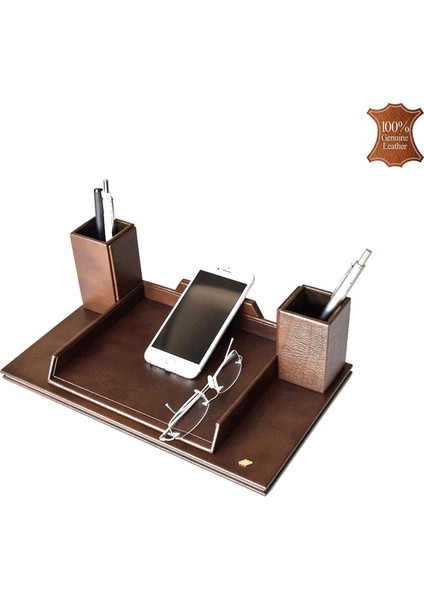 362-40 Hakiki Deri Masa Üstü Telefon ve Gözlük Tutucu Maya Kahve fiyatları