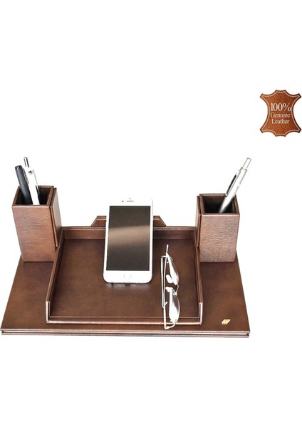 362-40 Hakiki Deri Masa Üstü Telefon ve Gözlük Tutucu Maya Kahve modelleri