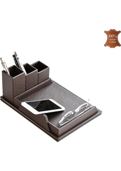 363-39 Hakiki Deri Masa Üstü Telefon ve Gözlük Tutucu Koyu Kahve fiyatları