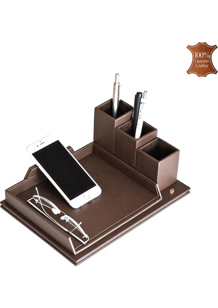 363-39 Hakiki Deri Masa Üstü Telefon ve Gözlük Tutucu Koyu Kahve modelleri