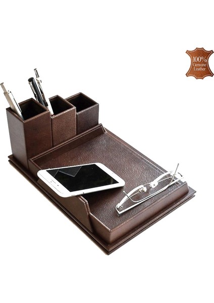 363-40 Hakiki Deri Masa Üstü Telefon ve Gözlük Tutucu Maya Kahve modelleri