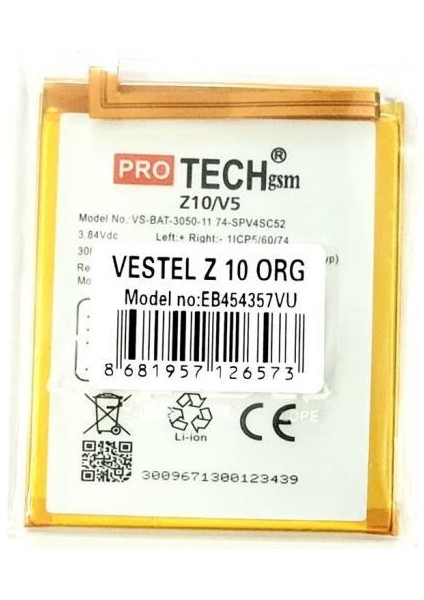 Vestel Venus Z10 Batarya Pil