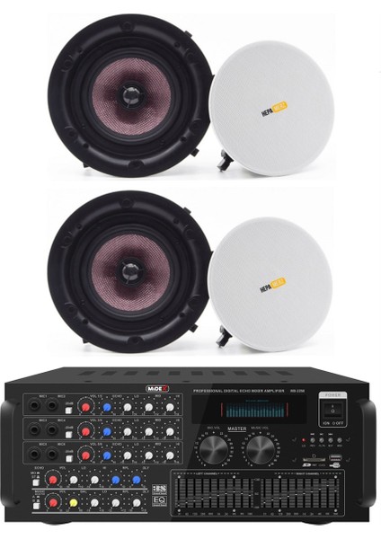 Midex Upper Segment Paket-2 Üst Segment Tavan Hoparlör ve Mikser Amfi Seti ( 1 Anfi + 2 Hoparlör)