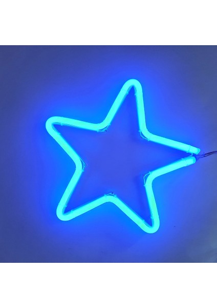 Neon Işıklı Yıldız Yılbaşı Süsü 220V Mavi 55 cm